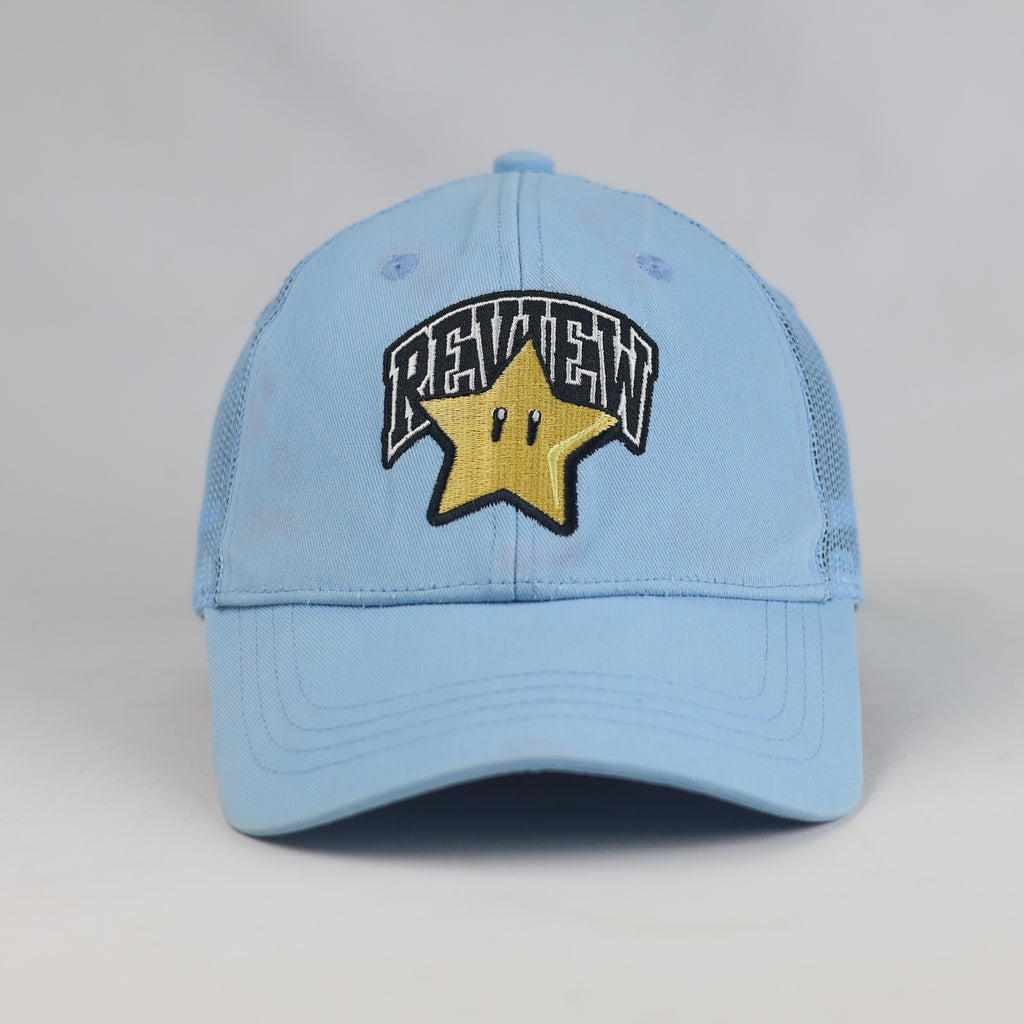 Thrifted Review Light Blue Star Graphic Mesh Snapback Cap | 10790