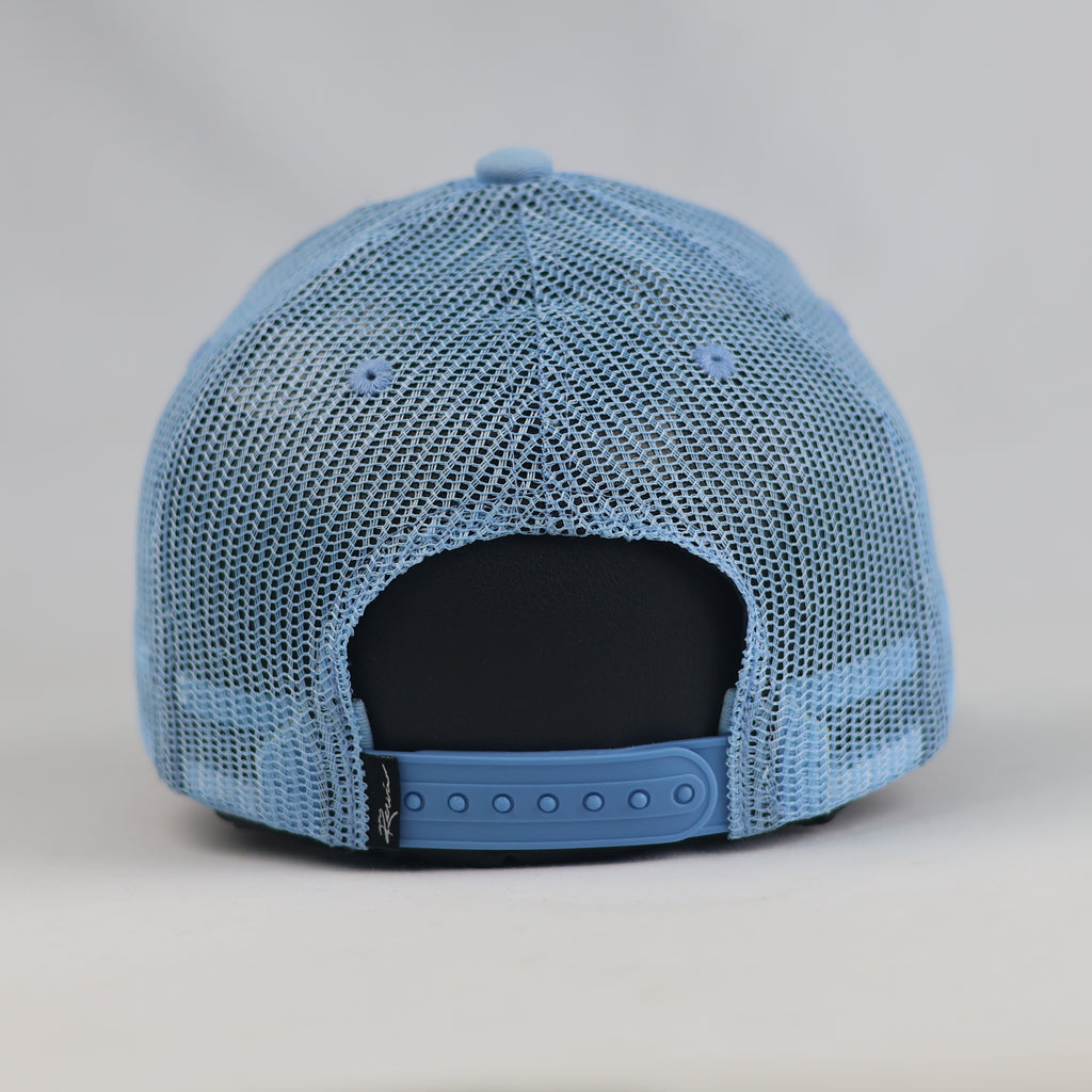 Thrifted Review Light Blue Star Graphic Mesh Snapback Cap | 10790