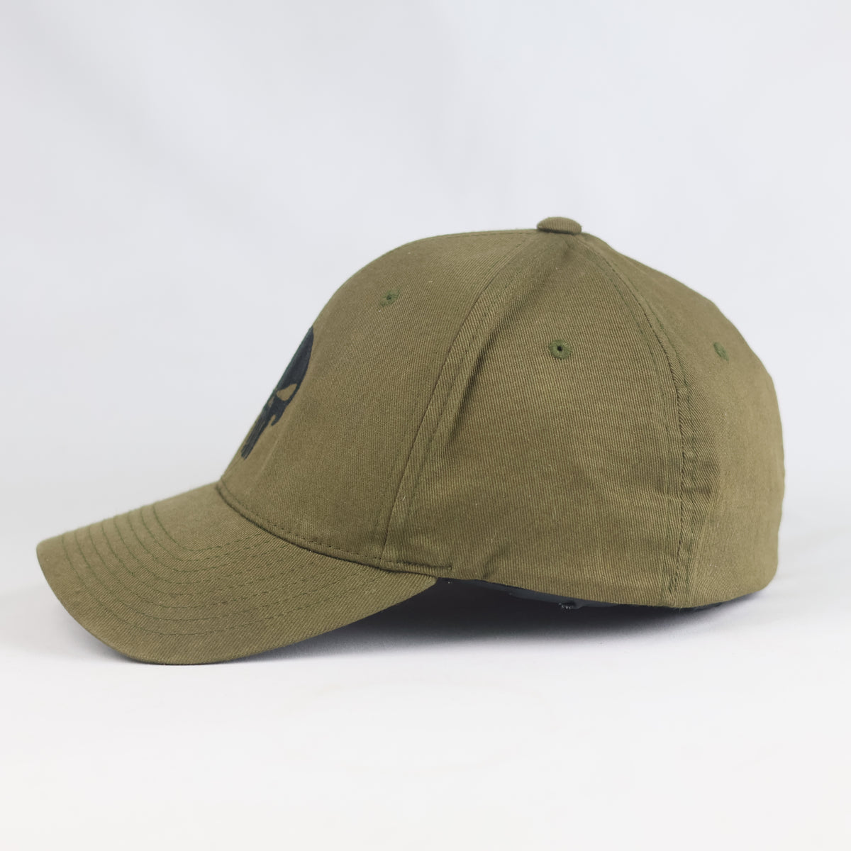 Thrifted Flexfit Yupoong Olive Tactical Punisher Skull Cap | 10800