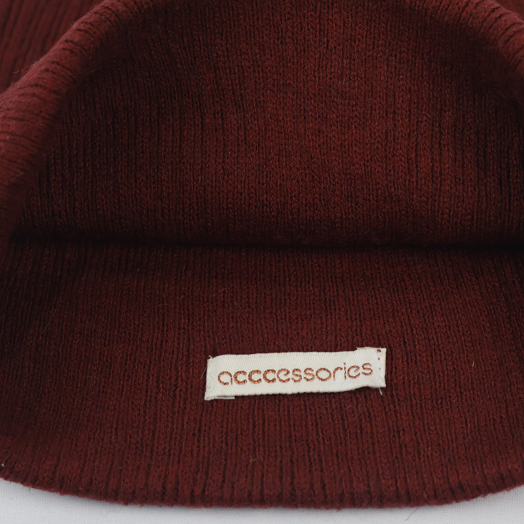 Premium Accessories Maroon Thrifted Beanie – Soft Ribbed "Let's Play!" Winter Hat