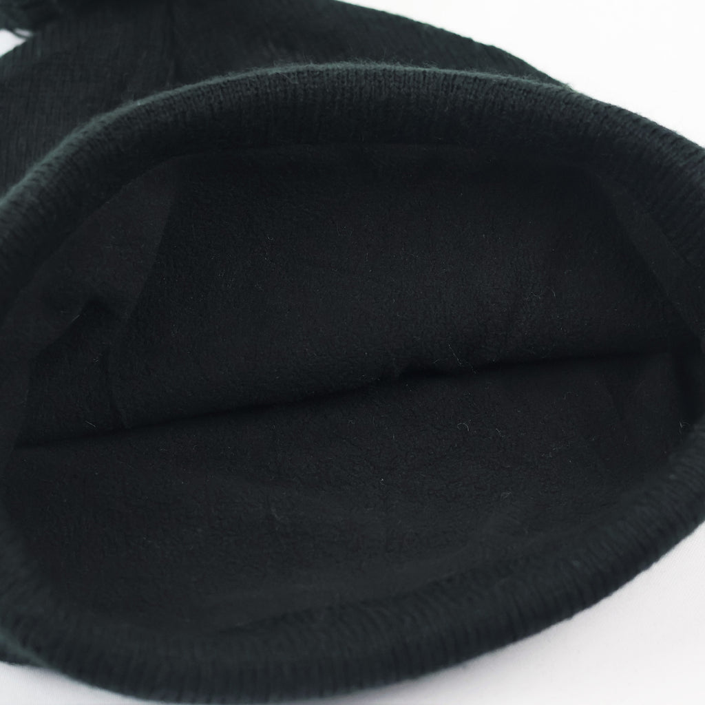 Adidas Originals Black Knit Pom Pom Thrifted Beanie with Trefoil Logo Patch