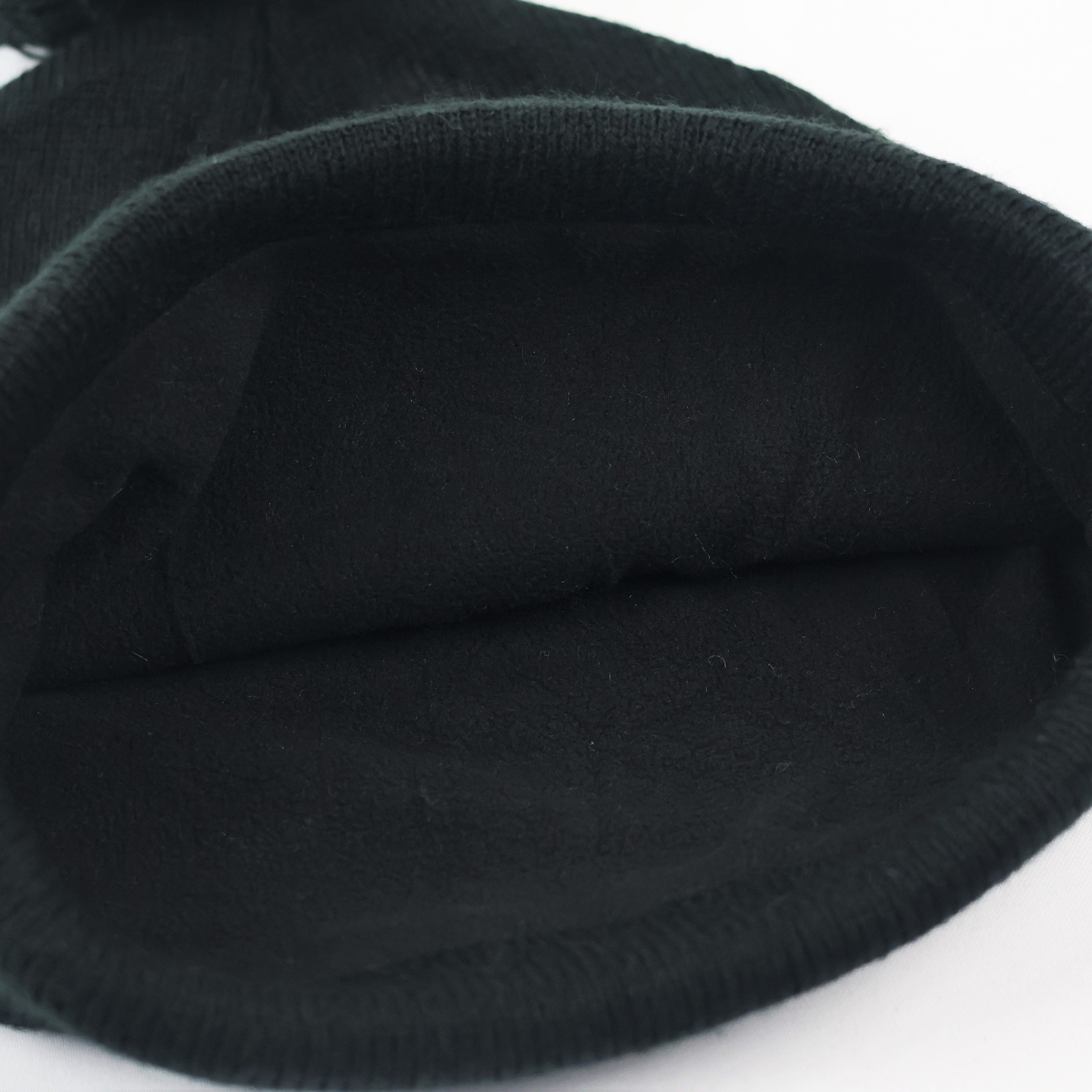Adidas Originals Black Knit Pom Pom Thrifted Beanie with Trefoil Logo Patch
