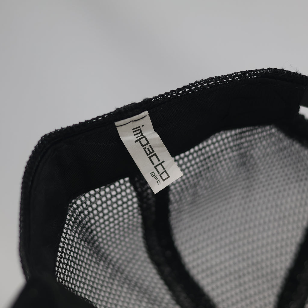 Thrifted Noir Old English Font Black & Off-White Mesh Snapback Hat | 10802