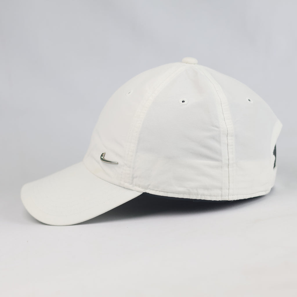 Thrifted Nike Heritage86 White Cap with Silver Metal Swoosh | 10796