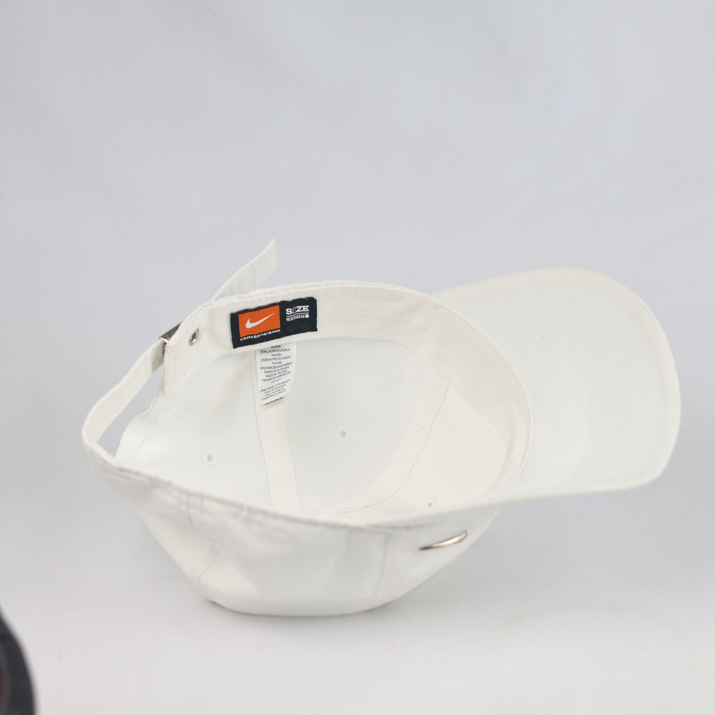 Thrifted Nike Heritage86 White Cap with Silver Metal Swoosh | 10796