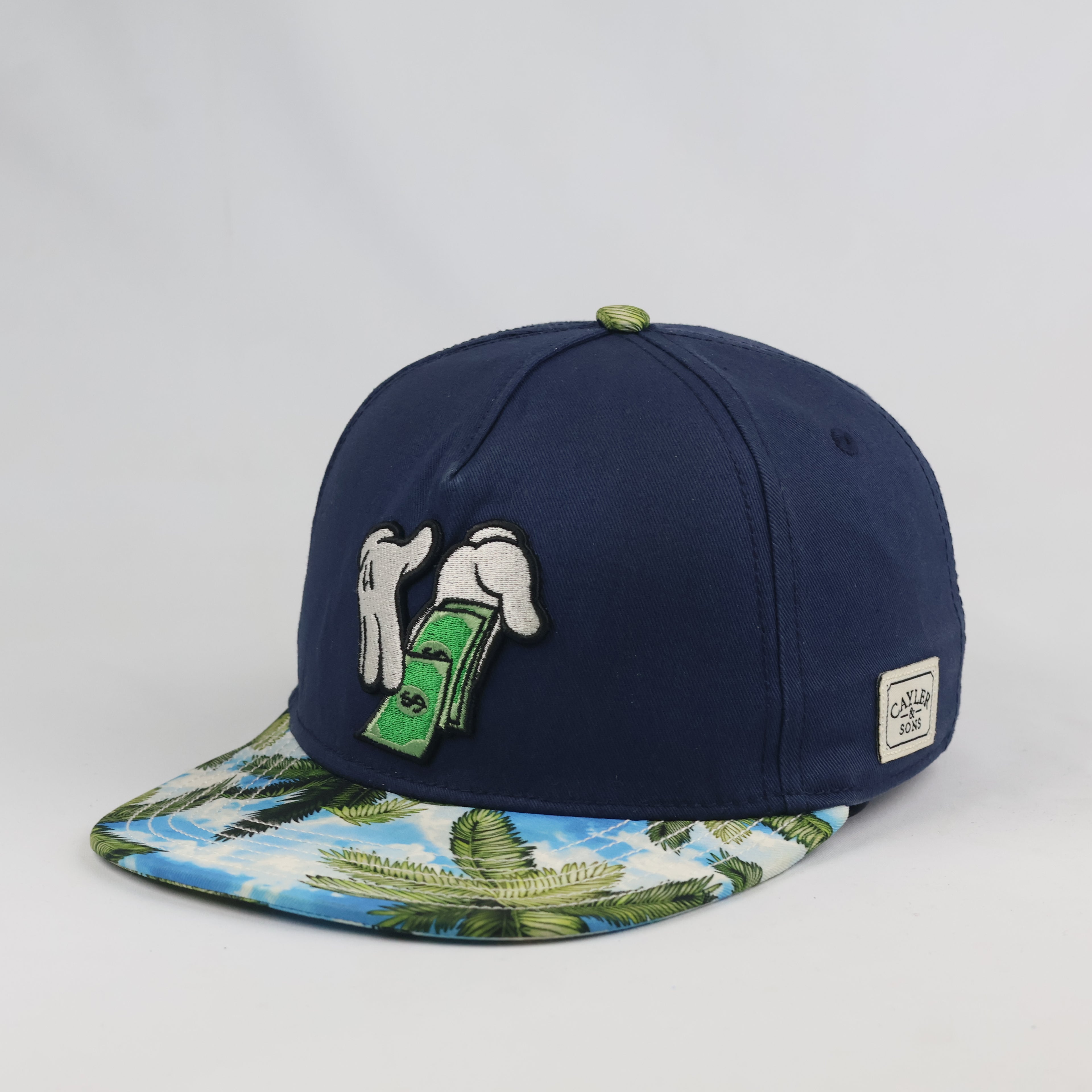Retro Cayler & Sons Make It Rain Cap - Navy Blue Tropical Thrifted Snapback Hat