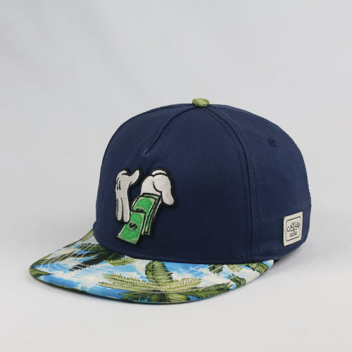Retro Cayler & Sons Make It Rain Cap - Navy Blue Tropical Thrifted Snapback Hat
