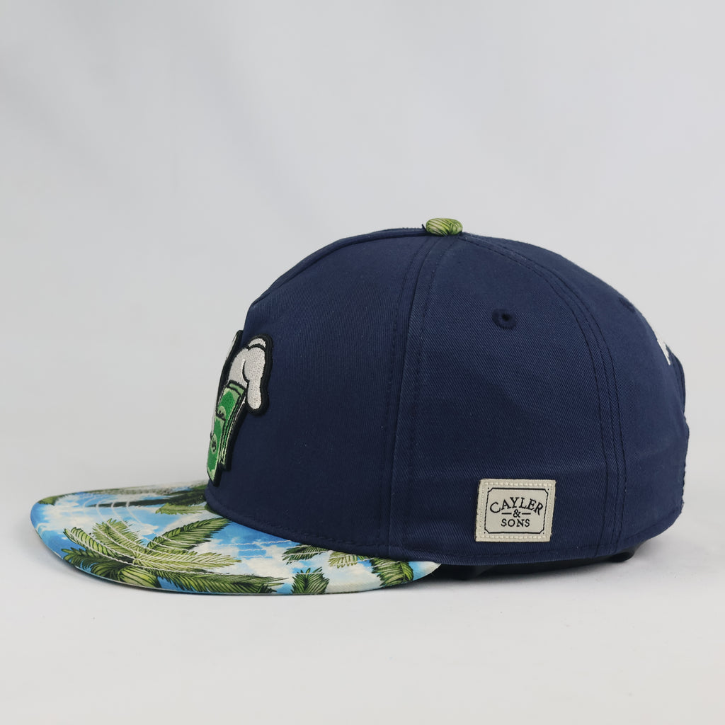 Retro Cayler & Sons Make It Rain Cap - Navy Blue Tropical Thrifted Snapback Hat