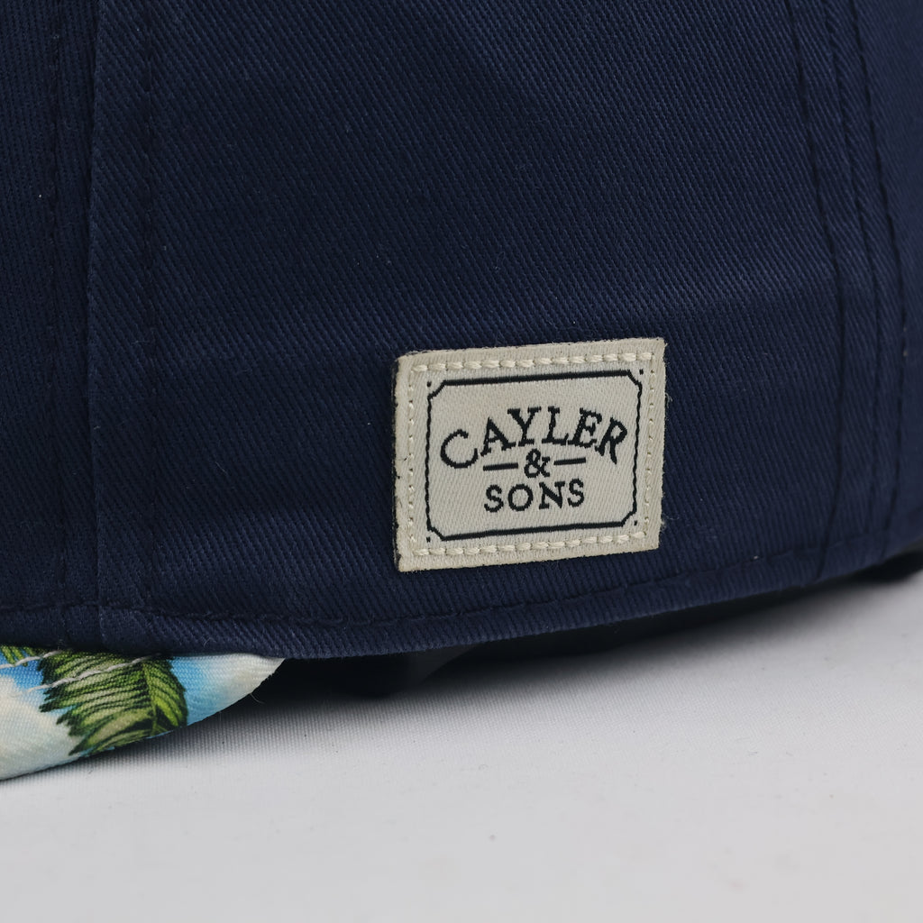 Retro Cayler & Sons Make It Rain Cap - Navy Blue Tropical Thrifted Snapback Hat