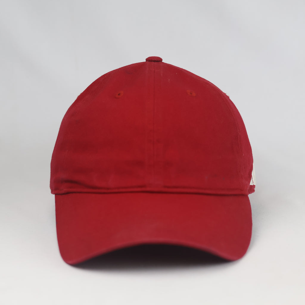 Thrifted Adidas Red 3-Bar Embroidered Strapback Cap | 10778