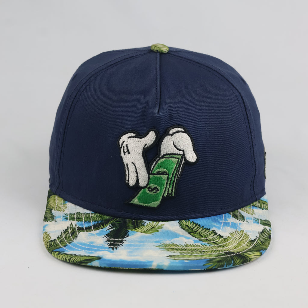 Retro Cayler & Sons Make It Rain Cap - Navy Blue Tropical Thrifted Snapback Hat