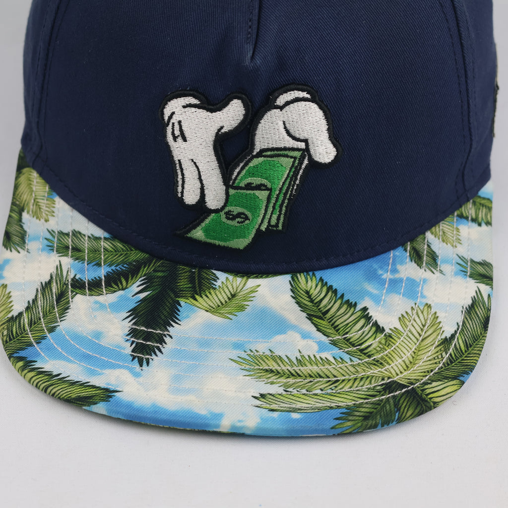 Retro Cayler & Sons Make It Rain Cap - Navy Blue Tropical Thrifted Snapback Hat