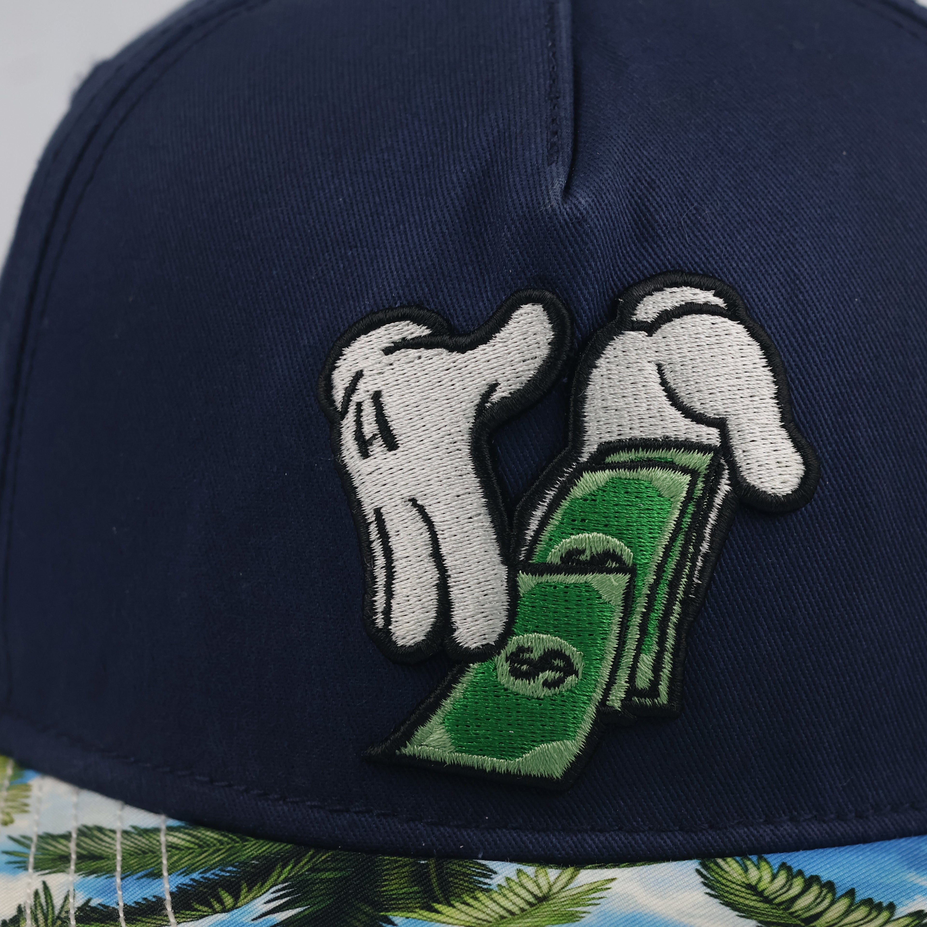 Retro Cayler & Sons Make It Rain Cap - Navy Blue Tropical Thrifted Snapback Hat