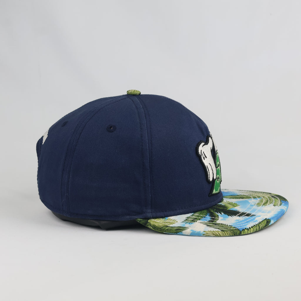 Retro Cayler & Sons Make It Rain Cap - Navy Blue Tropical Thrifted Snapback Hat