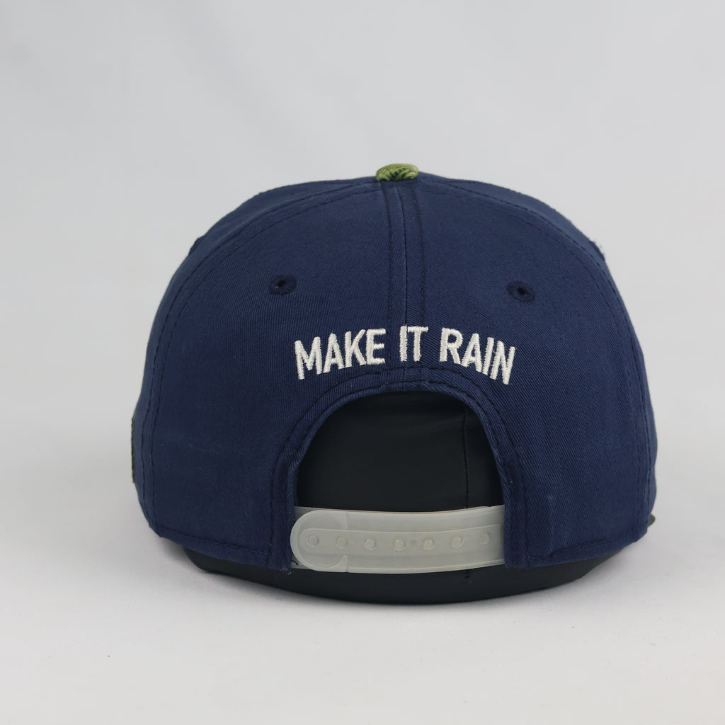 Retro Cayler & Sons Make It Rain Cap - Navy Blue Tropical Thrifted Snapback Hat