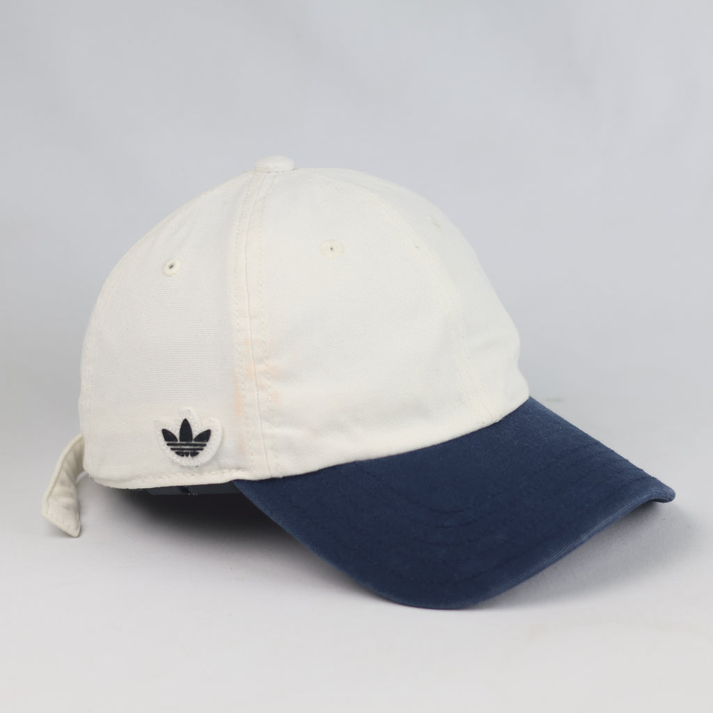 Thrifted Adidas Trefoil Off-White & Blue Baseball Cap   | 10782