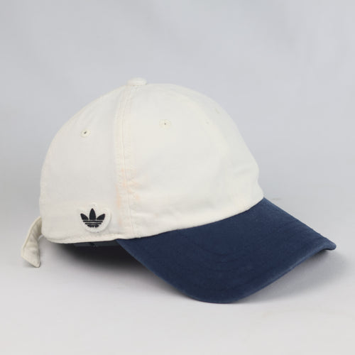 Thrifted Adidas Trefoil Off-White & Blue Baseball Cap   | 10782