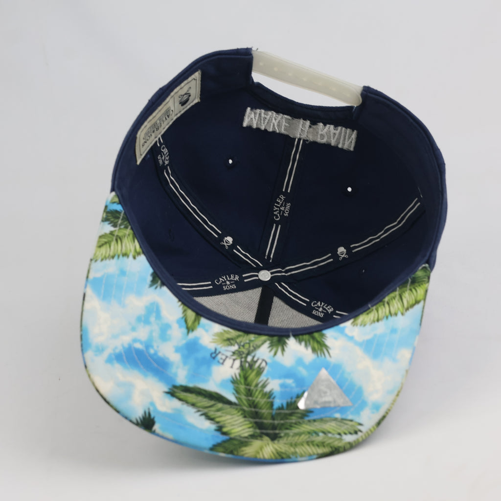 Retro Cayler & Sons Make It Rain Cap - Navy Blue Tropical Thrifted Snapback Hat