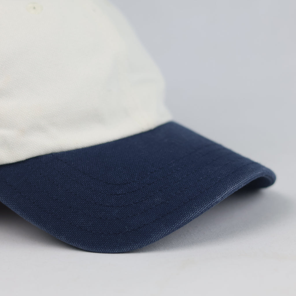 Thrifted Adidas Trefoil Off-White & Blue Baseball Cap   | 10782
