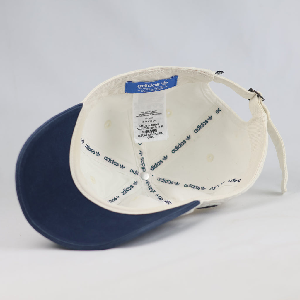 Thrifted Adidas Trefoil Off-White & Blue Baseball Cap   | 10782