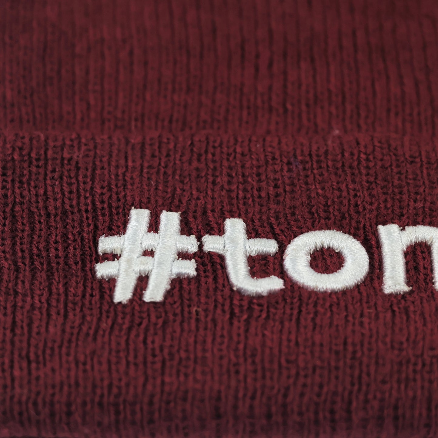 Maroon #tomorrow Graphic Knit Thrifted Cap – Unisex Streetwear Winter Beanie