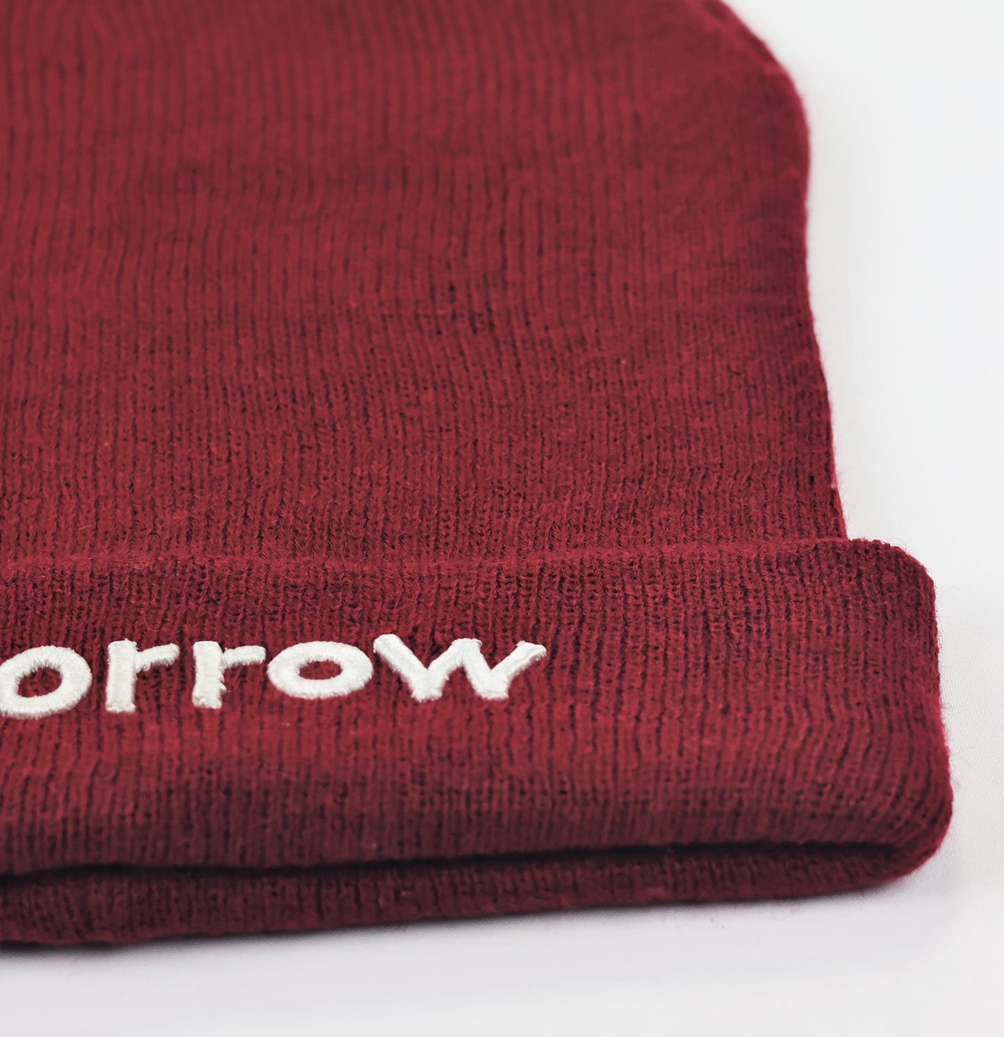 Maroon #tomorrow Graphic Knit Thrifted Cap – Unisex Streetwear Winter Beanie
