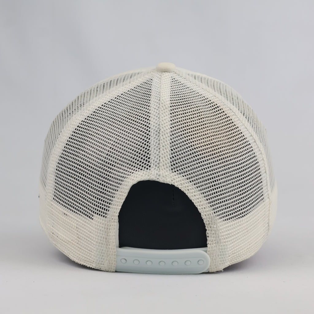 Vintage New Era New York Yankees Trucker Hat | Cream Off-White Mesh Cap