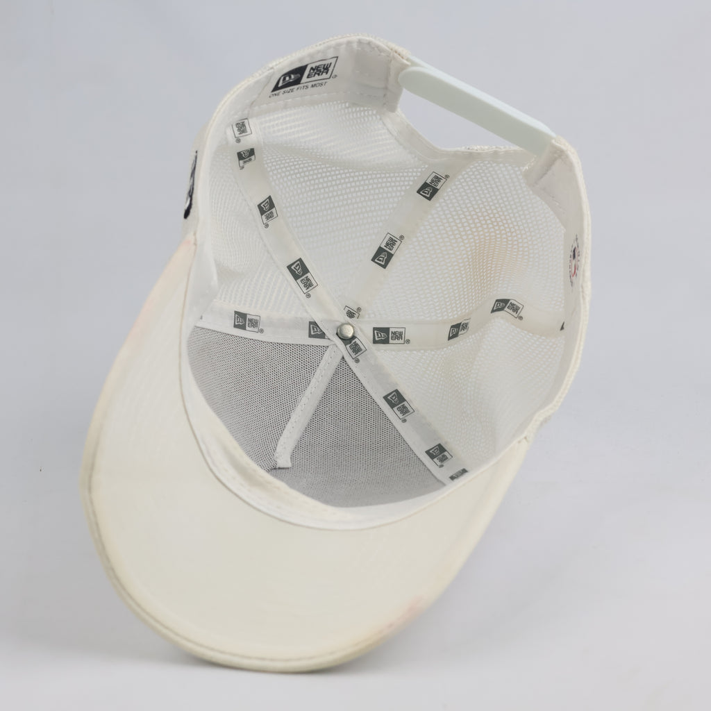 Vintage New Era New York Yankees Trucker Hat | Cream Off-White Mesh Cap