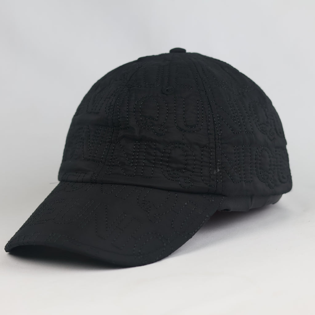 Thrifted Unique All-Over Letter Stitched Black Cap | 10792