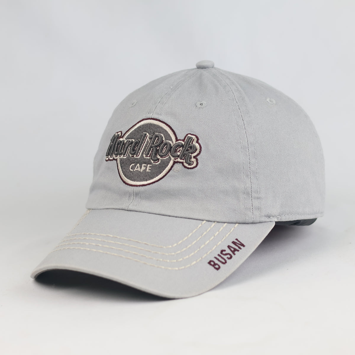 Thrifted Hard Rock Cafe Busan Light Grey Baseball Cap | 10789