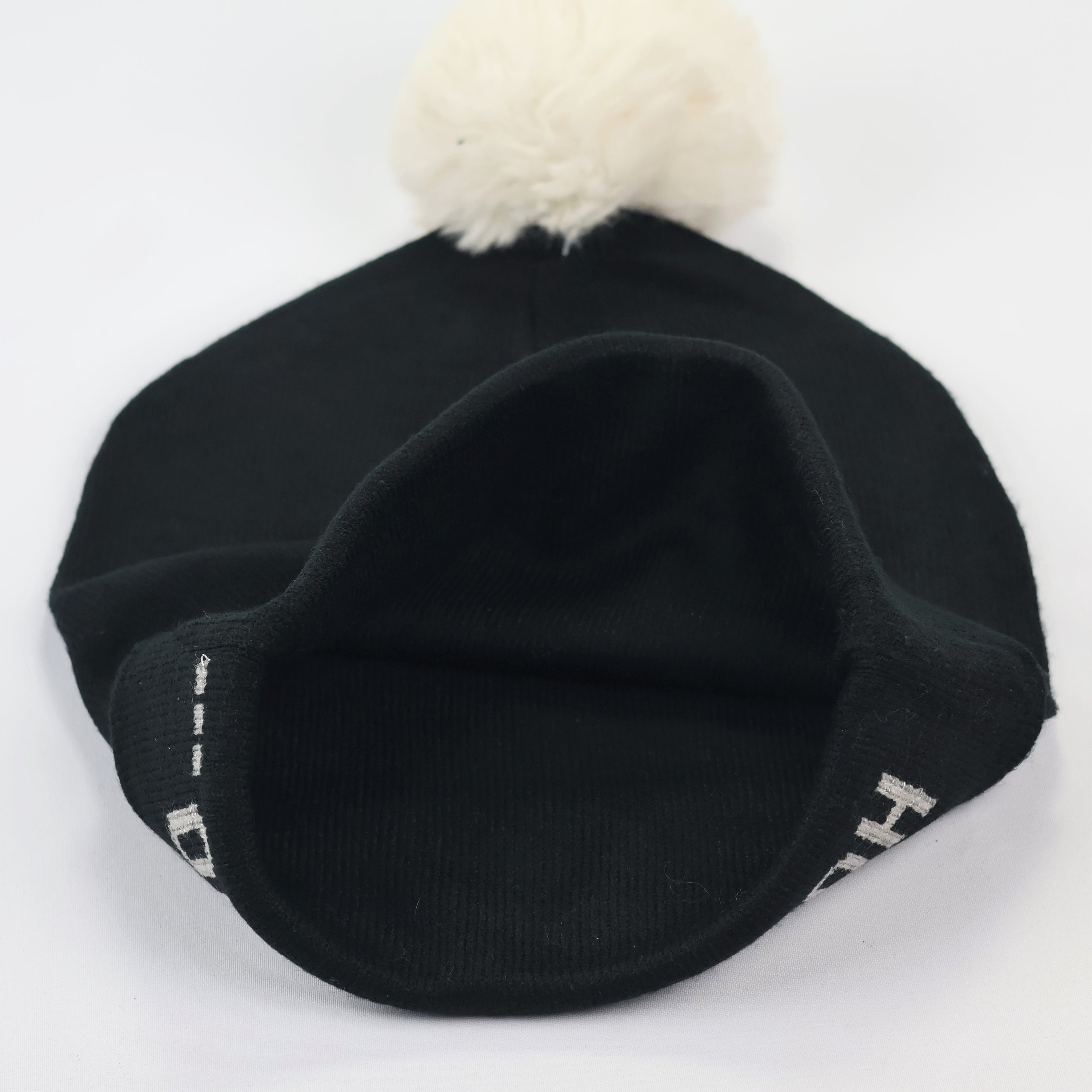Festive Christmas "Ho Ho Ho" Beanie – Black & White Holiday Knit Hat