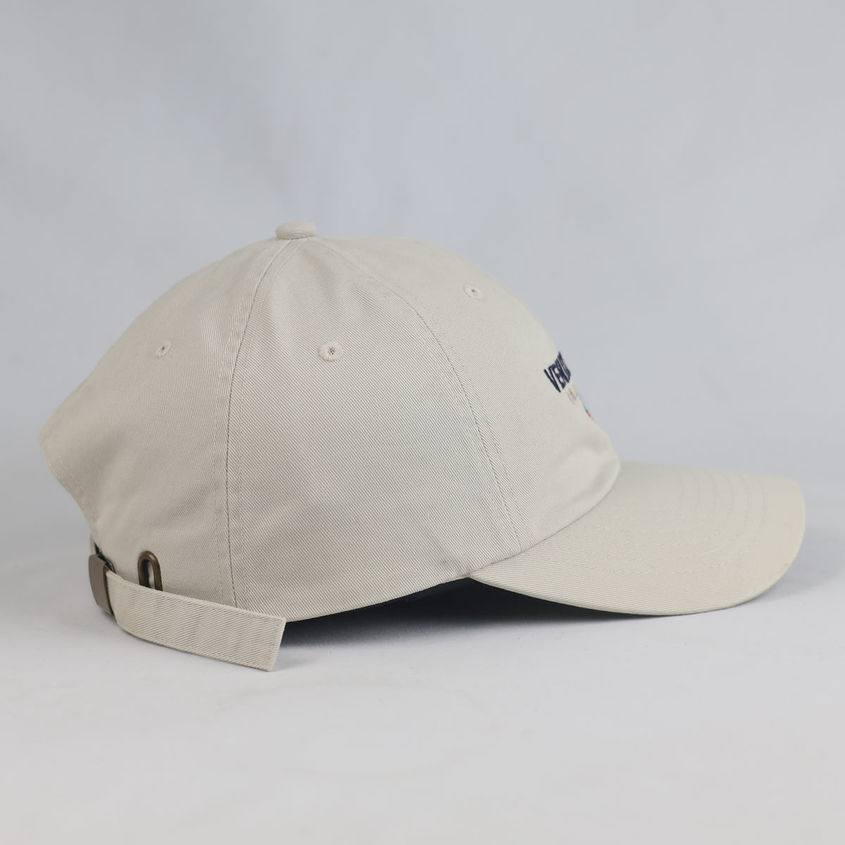 Thrifted Venice Beach US Flag Beige Cotton Baseball Cap | 10779