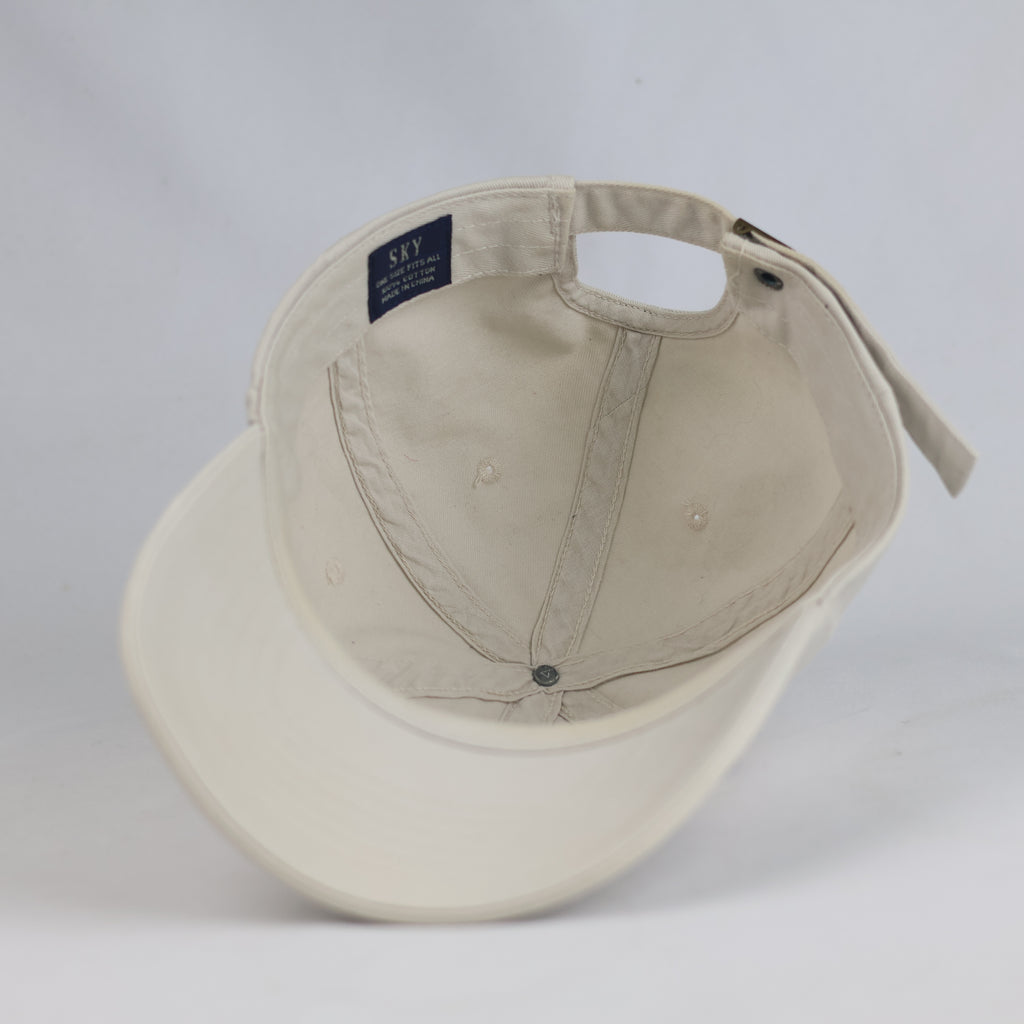 Thrifted Venice Beach US Flag Beige Cotton Baseball Cap | 10779