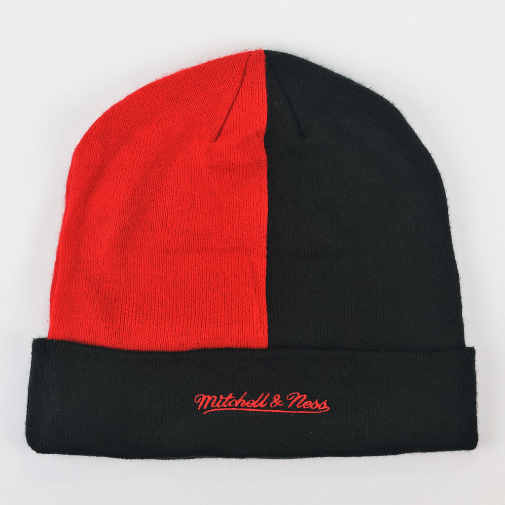 Official Mitchell & Ness Black Cuff Thrifted Beanie – Classic Script Streetwear Hat