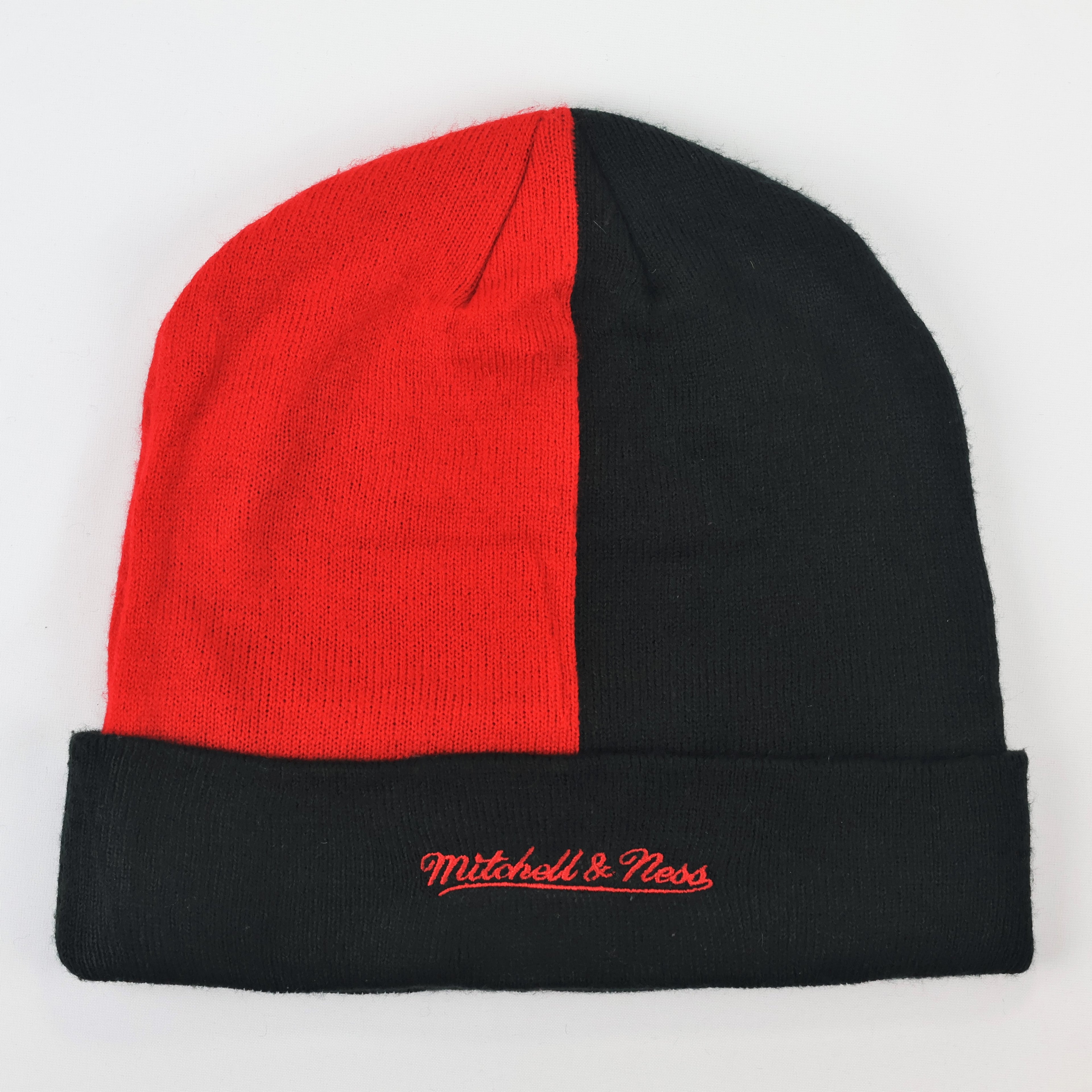 Official Mitchell & Ness Black Cuff Thrifted Beanie – Classic Script Streetwear Hat