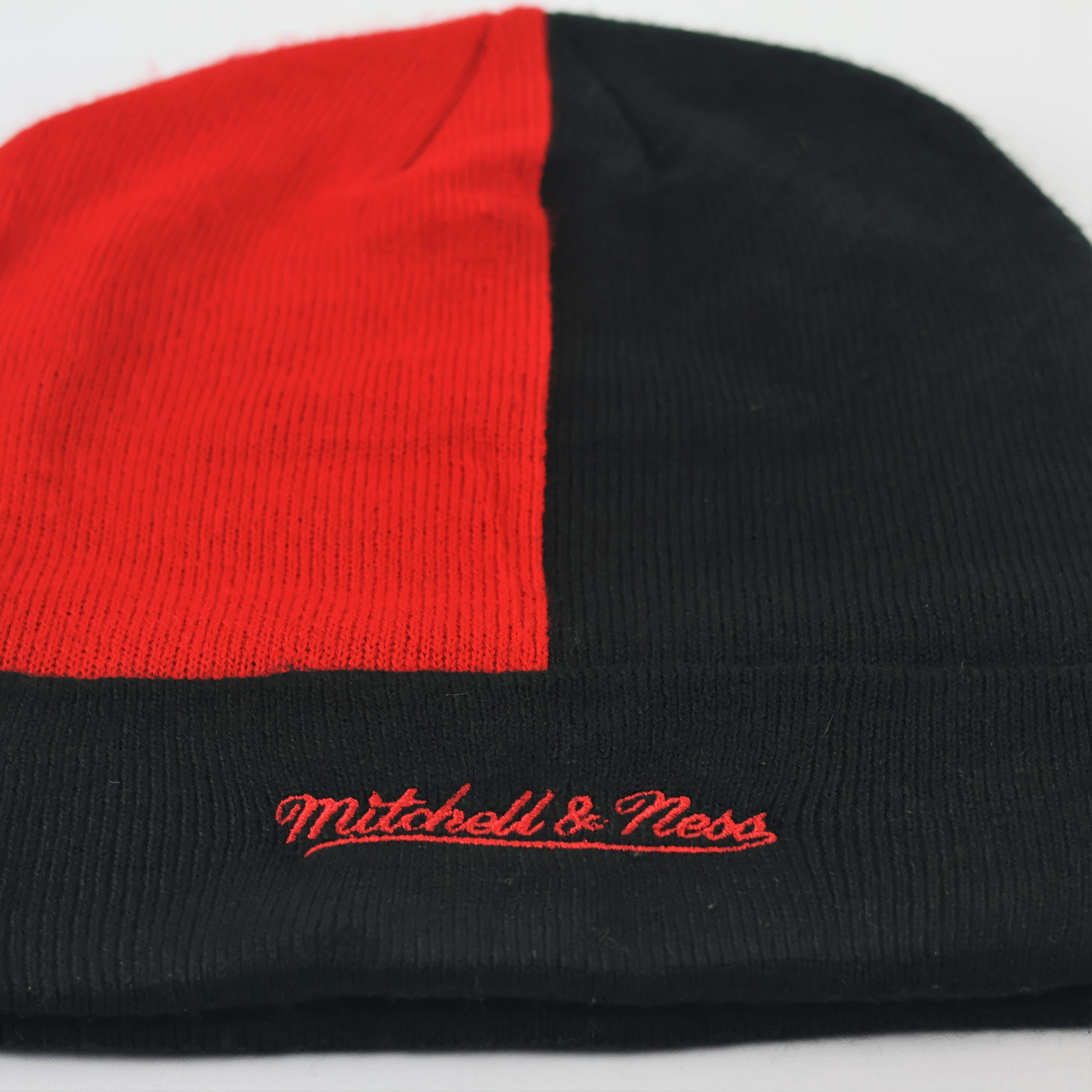 Official Mitchell & Ness Black Cuff Thrifted Beanie – Classic Script Streetwear Hat