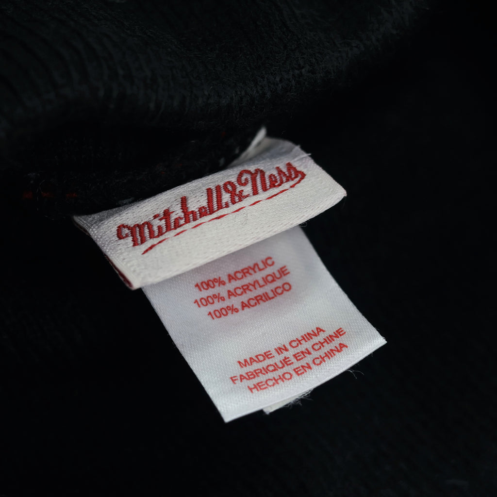 Official Mitchell & Ness Black Cuff Thrifted Beanie – Classic Script Streetwear Hat