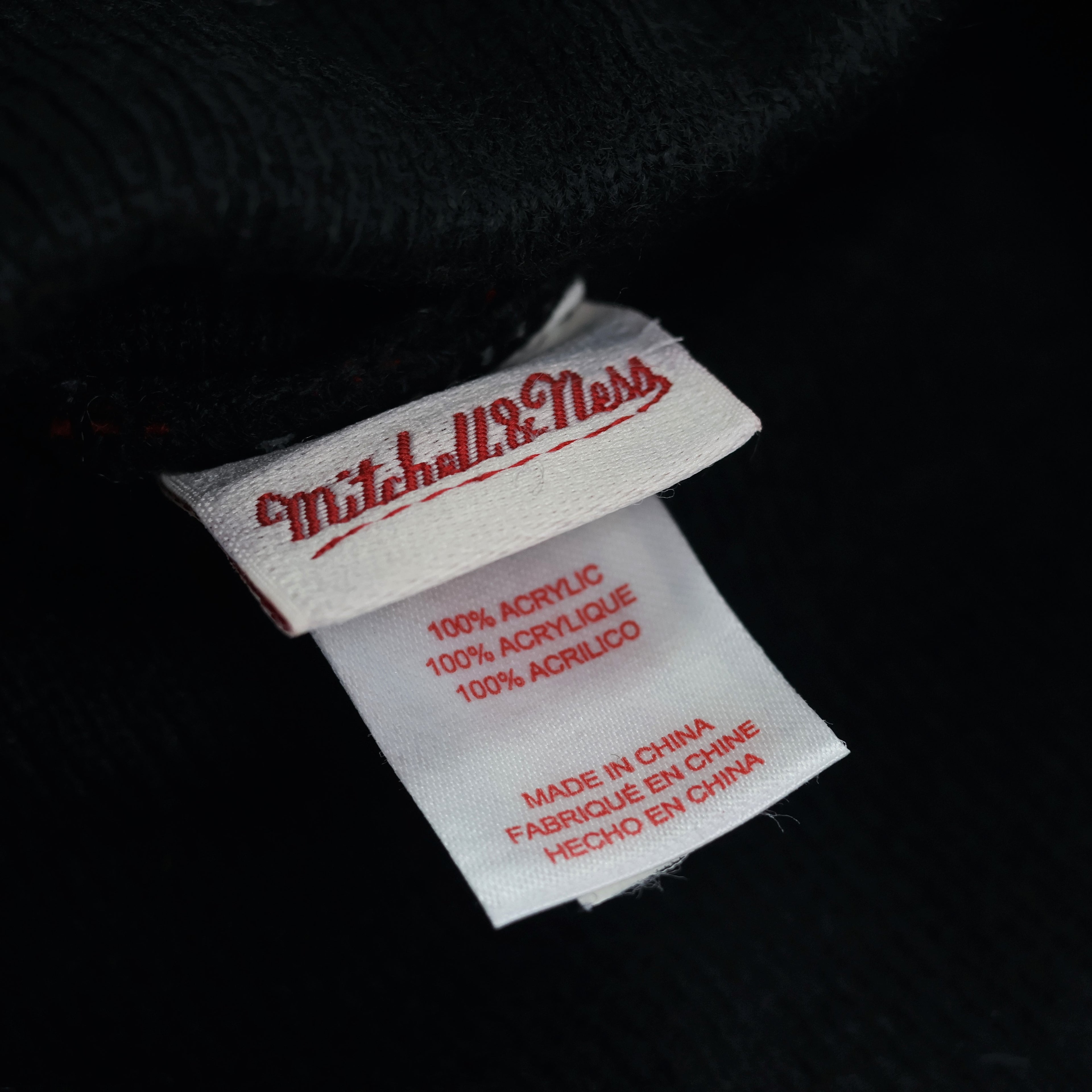 Official Mitchell & Ness Black Cuff Thrifted Beanie – Classic Script Streetwear Hat