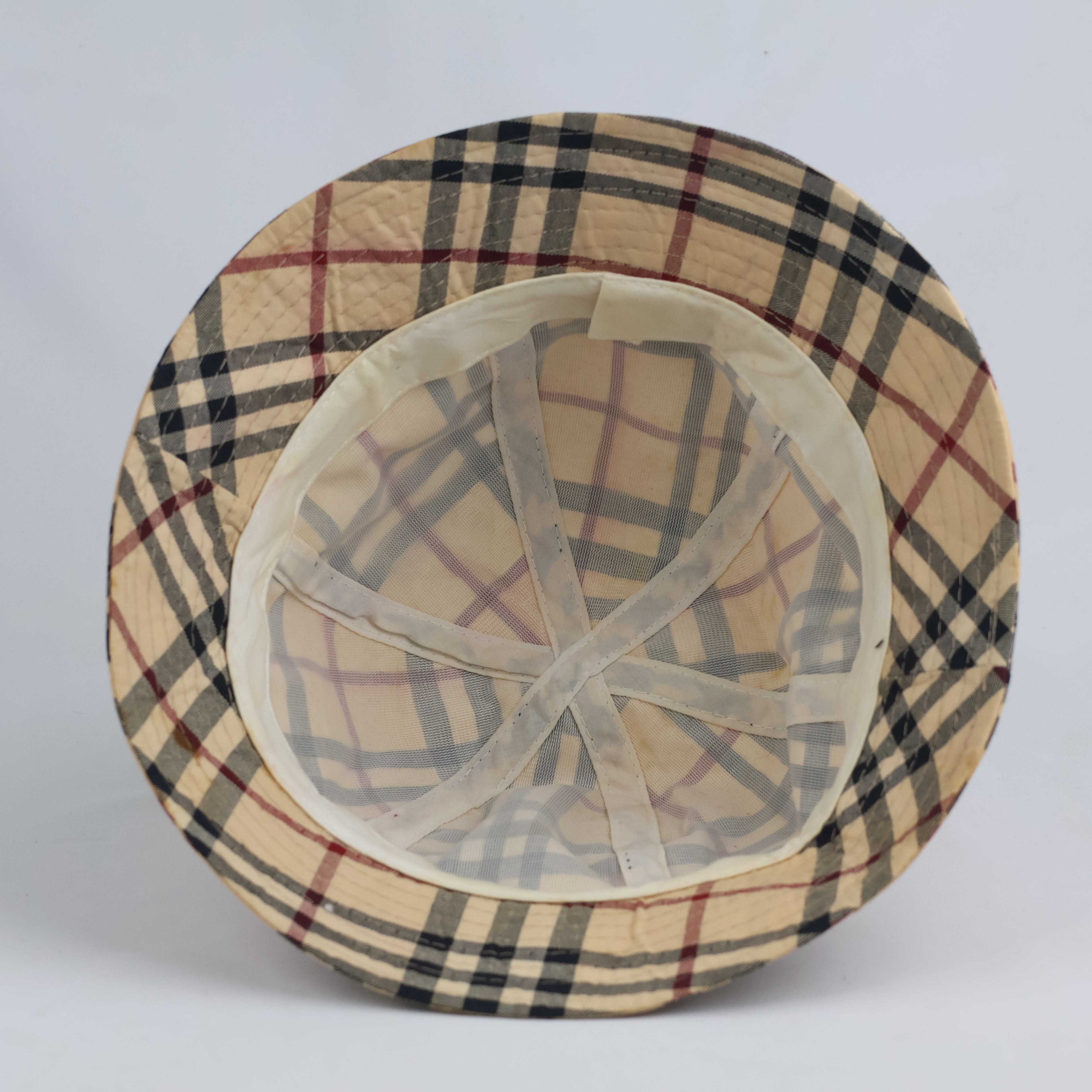 Vintage Tartan Check Bucket Hat - Beige Tan Luxury Style Streetwear Cap