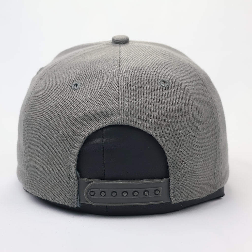 REBEL High-Density Embroidered Snapback – Two-Tone Grey & Black