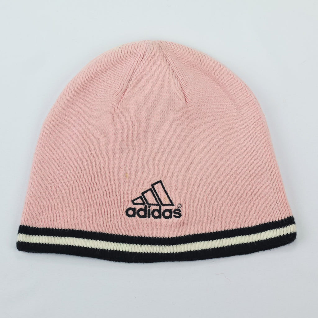 adidas Originals Pink Ribbed Thrifted Beanie Hat – Classic Trefoil Logo Winter Cap