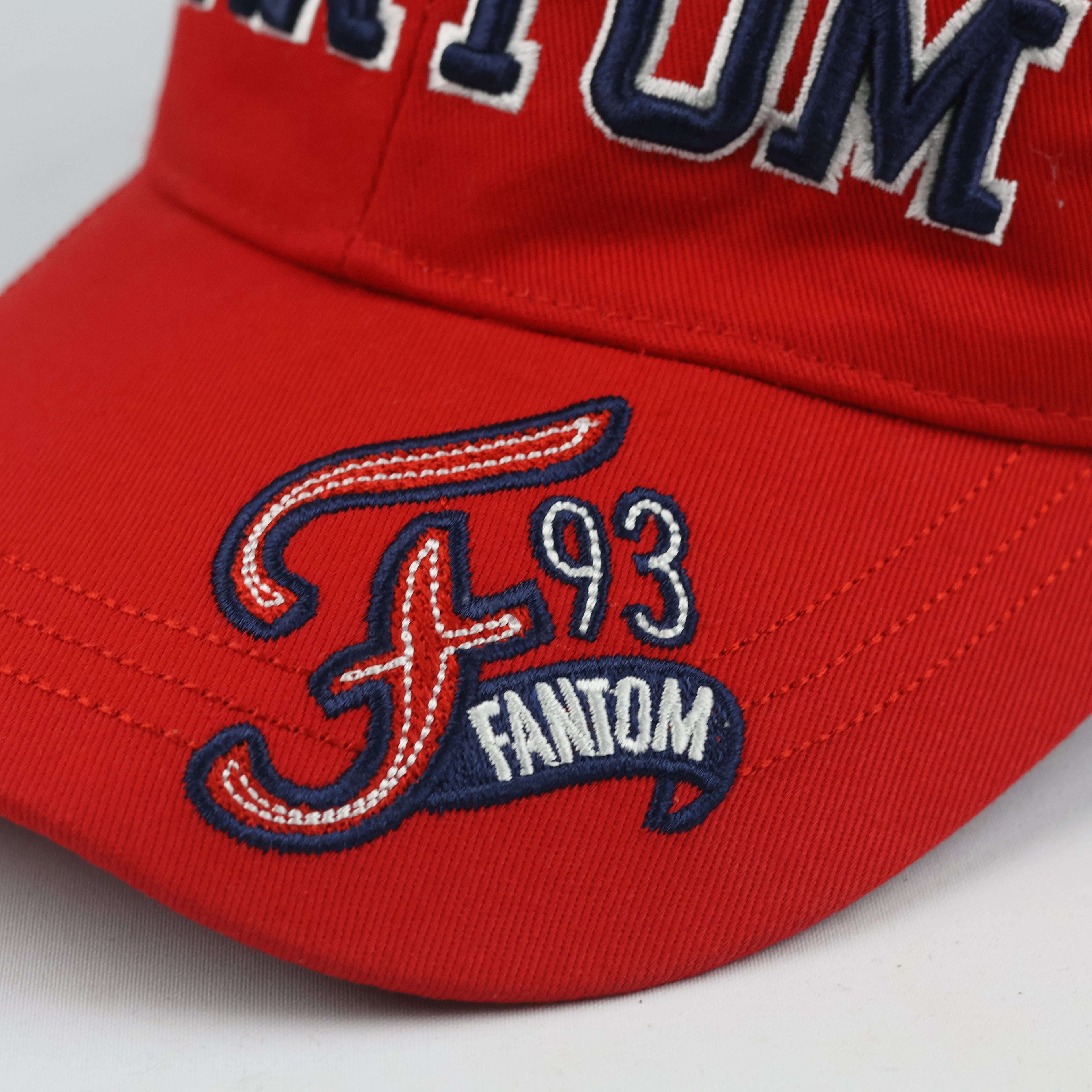 Classic Fantom 93 Embroidered Baseball Cap - Red Twill Casual Strapback Hat