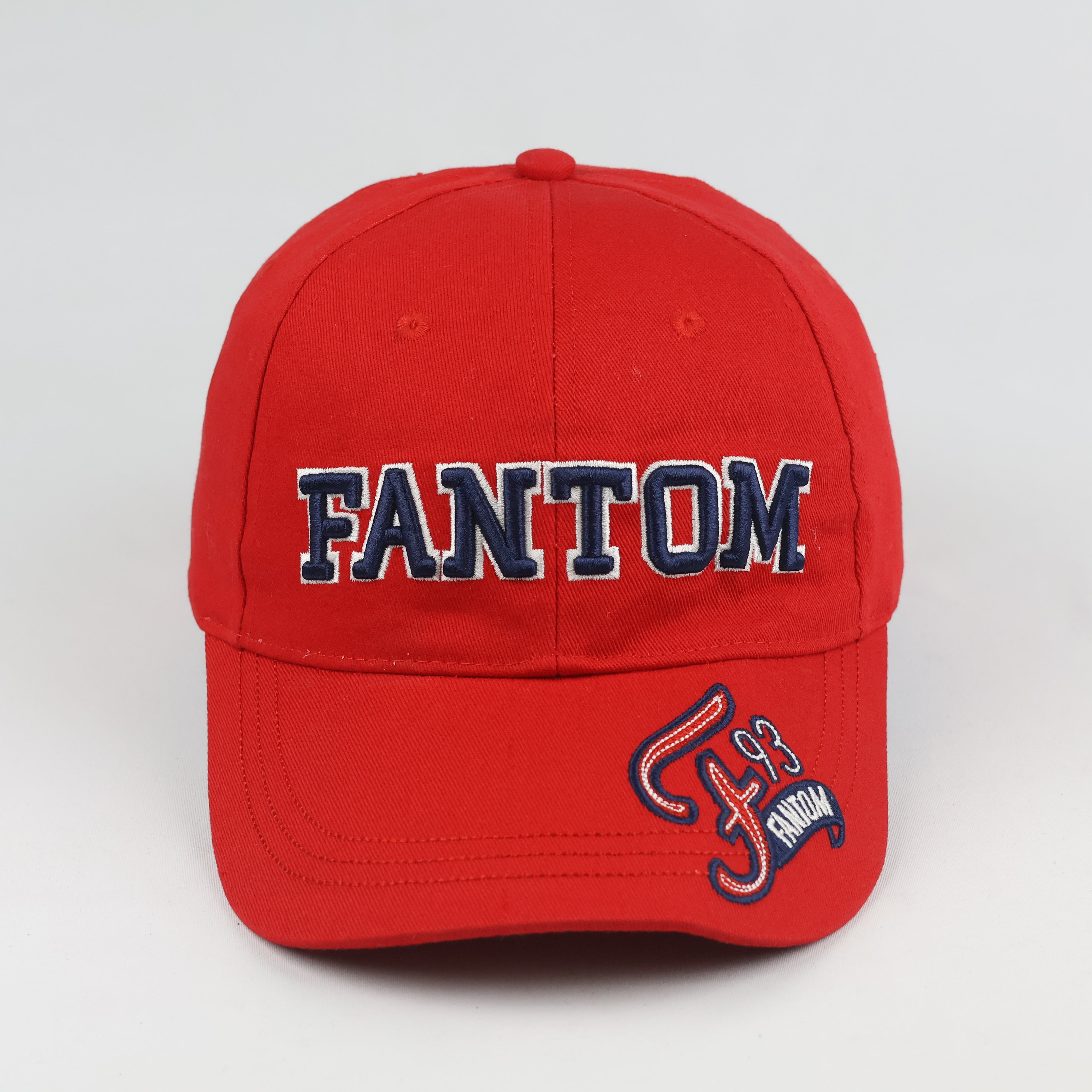 Classic Fantom 93 Embroidered Baseball Cap - Red Twill Casual Strapback Hat