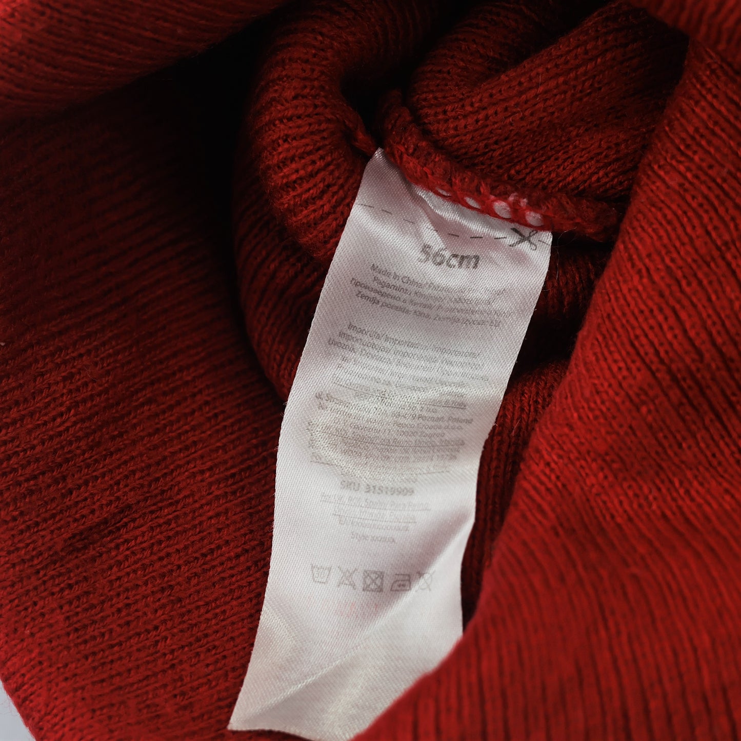 Red BOSS Embroidered Thrifted Beanie Hat – Classic Ribbed Winter Cap