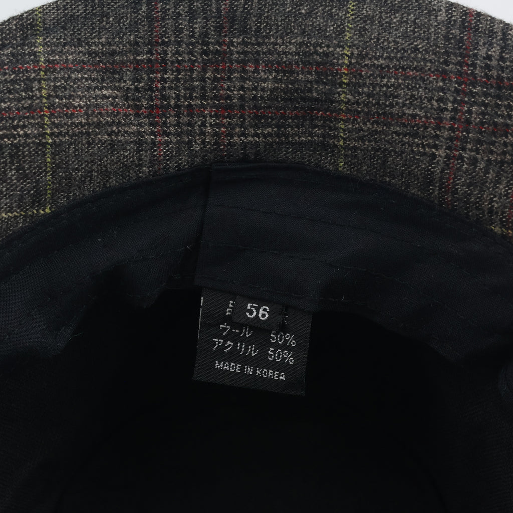 Retro Tartan Plaid Bucket Hat - Grey Wool Blend Thrifted Casual Cloche Cap