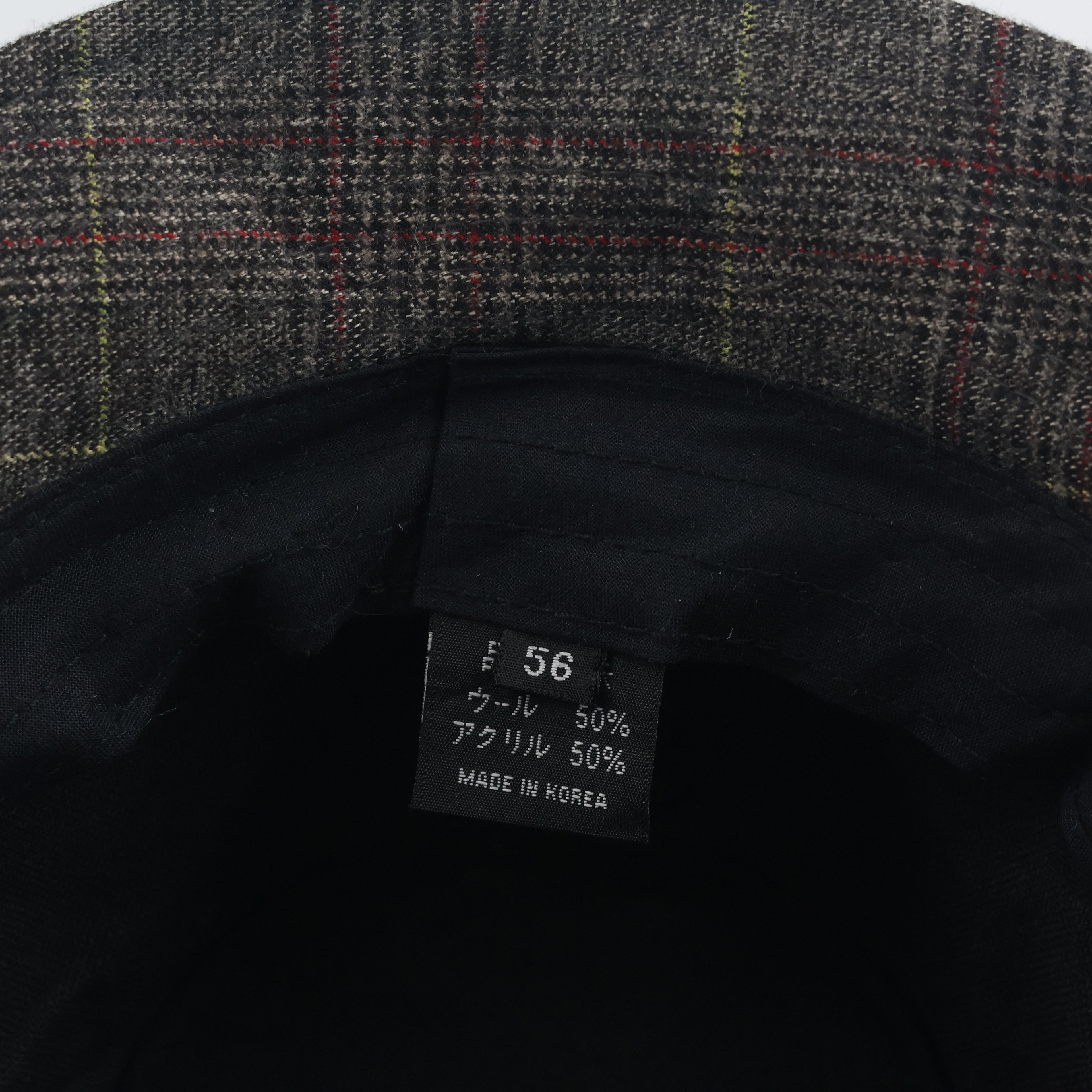 Retro Tartan Plaid Bucket Hat - Grey Wool Blend Thrifted Casual Cloche Cap