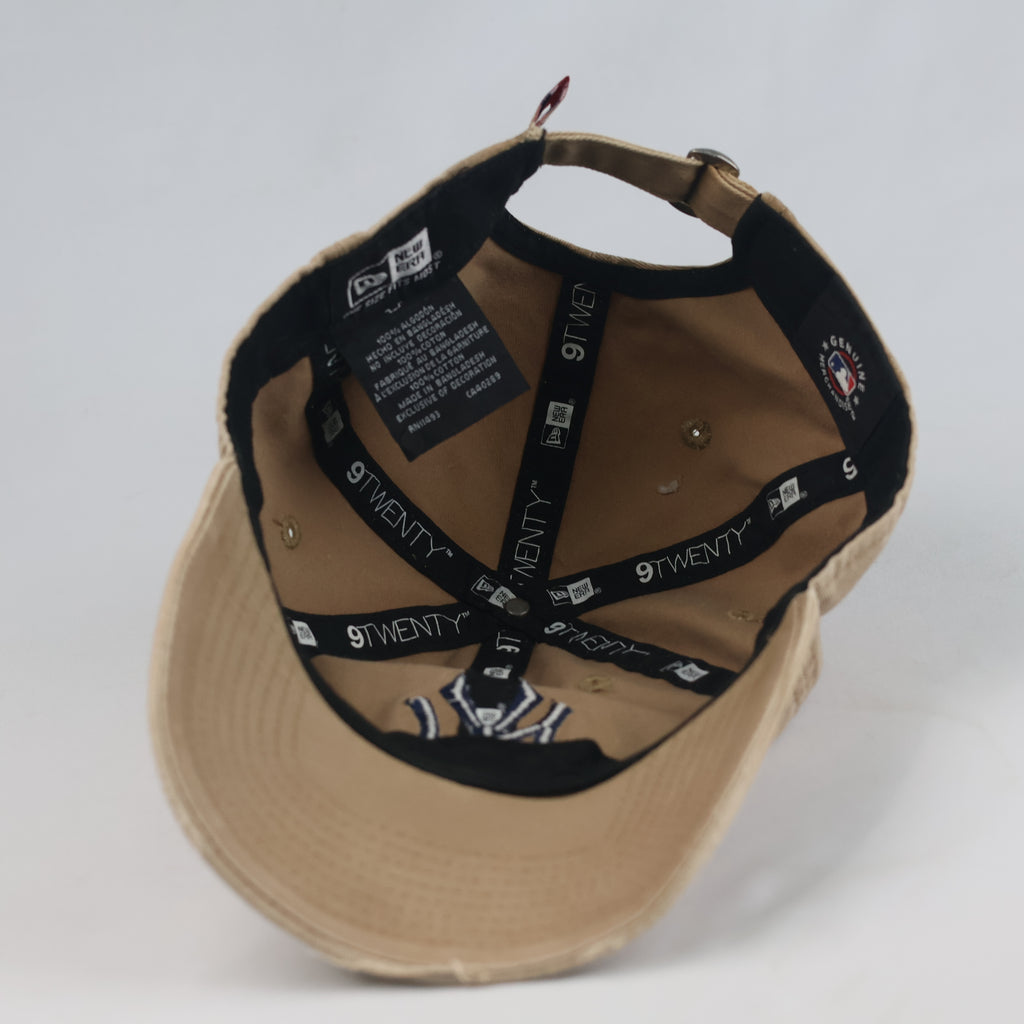 Thrifted New Era NY Yankees Beige Washed Strapback Cap | 10786