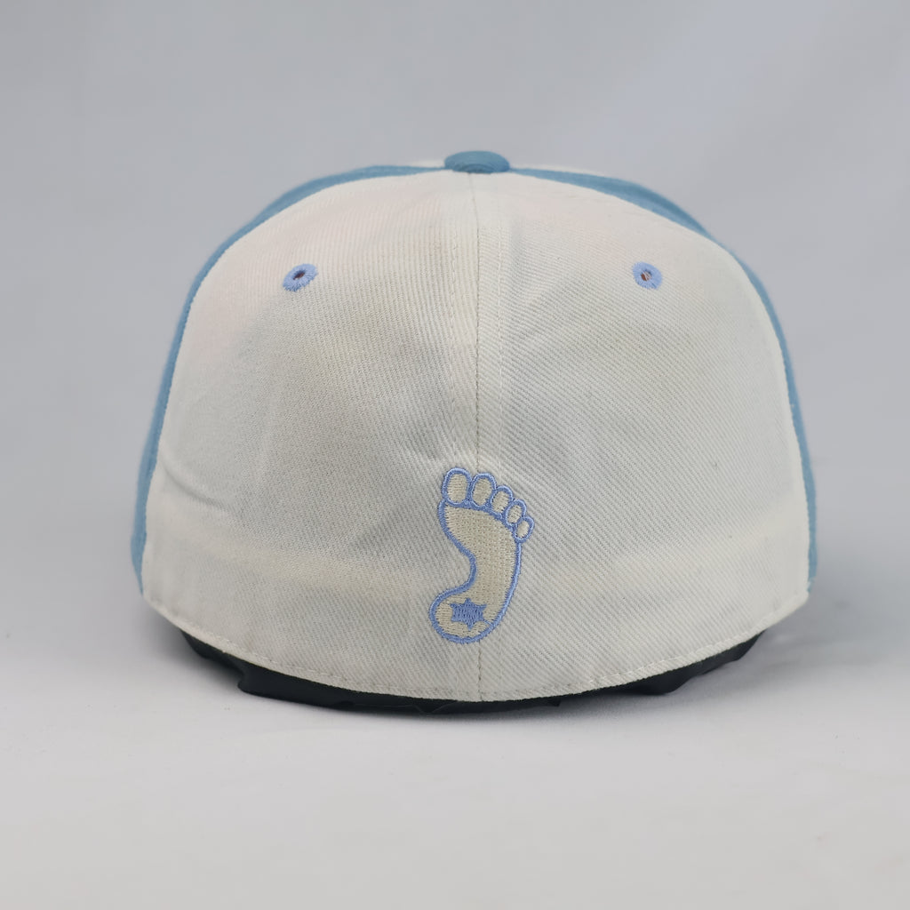 Thrifted New Era North Carolina Tar Heels Off-White & Carolina Blue Fitted Cap | 10787