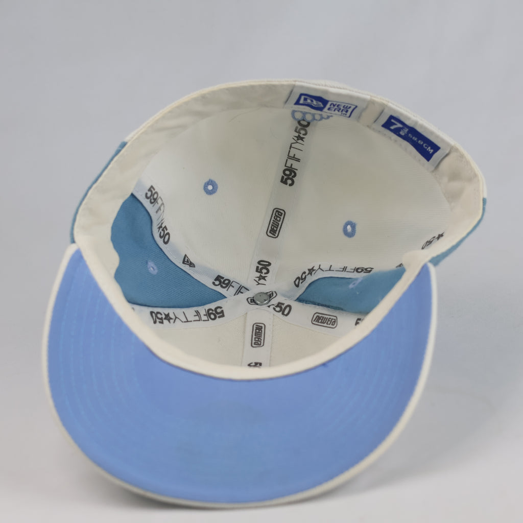 Thrifted New Era North Carolina Tar Heels Off-White & Carolina Blue Fitted Cap | 10787