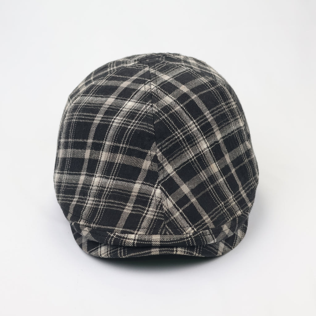 Cotton Plaid Driving Cap – Thrifted Newsboy Style Flat Hat